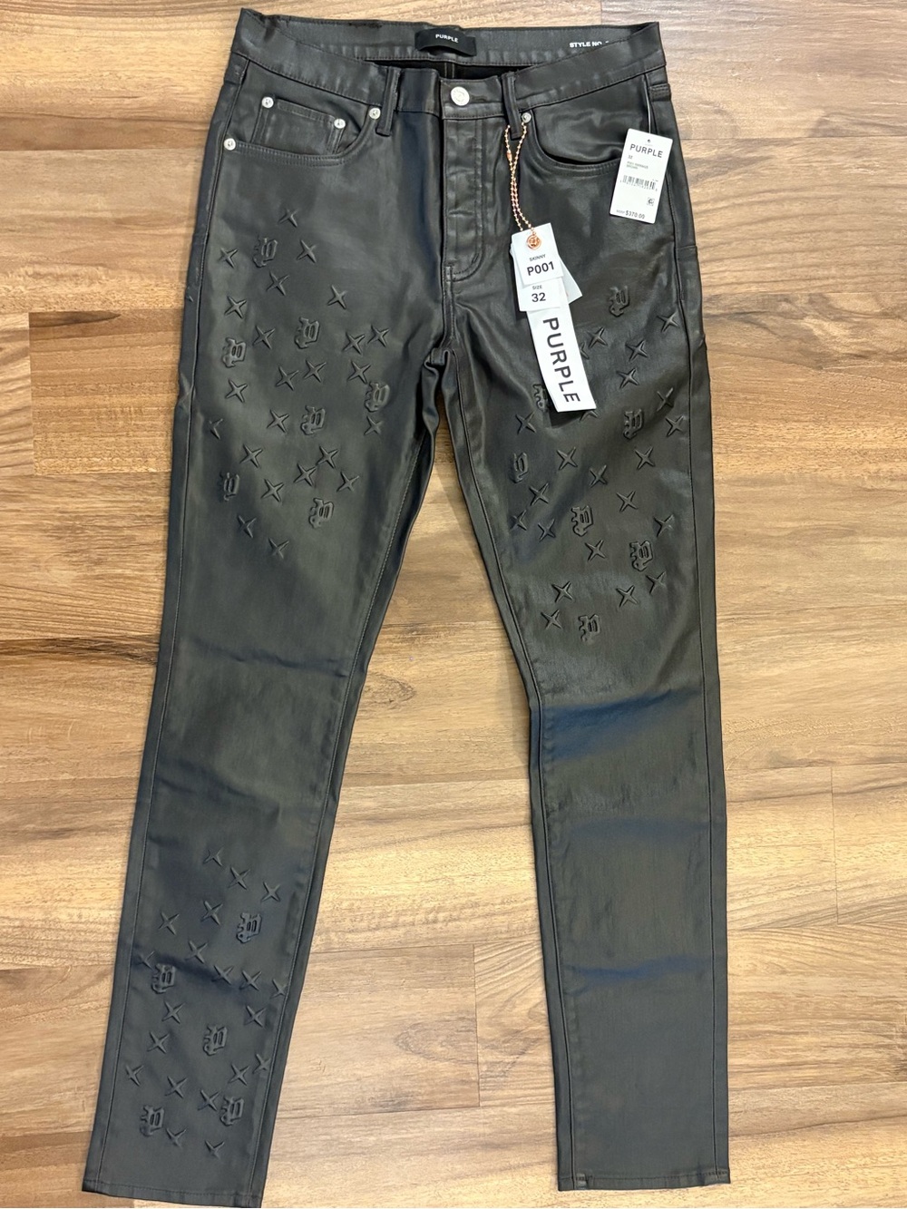 Black Film Embossed Skinny Men’s Jeans by Purple Brand